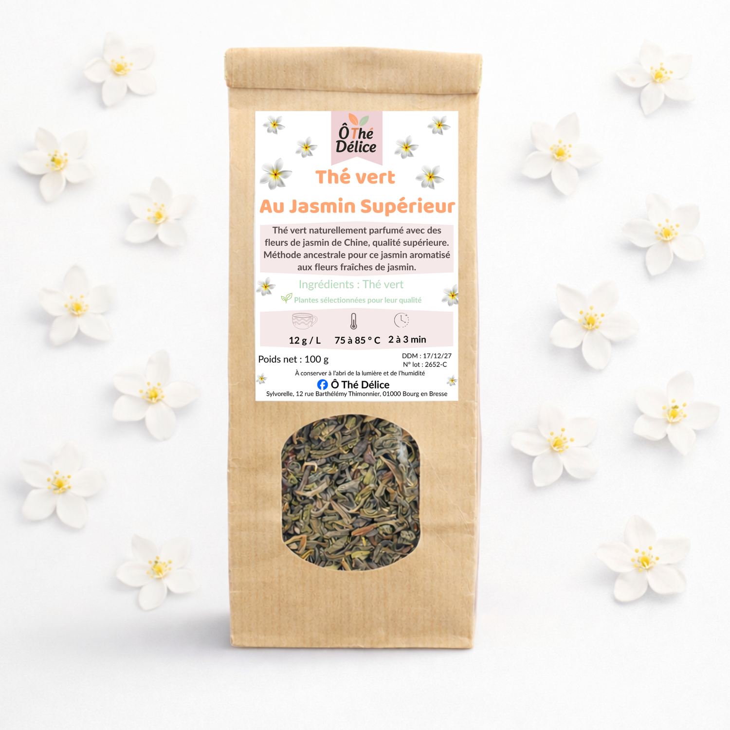 sachet de thé vert au Jasmin ô Thé Délice