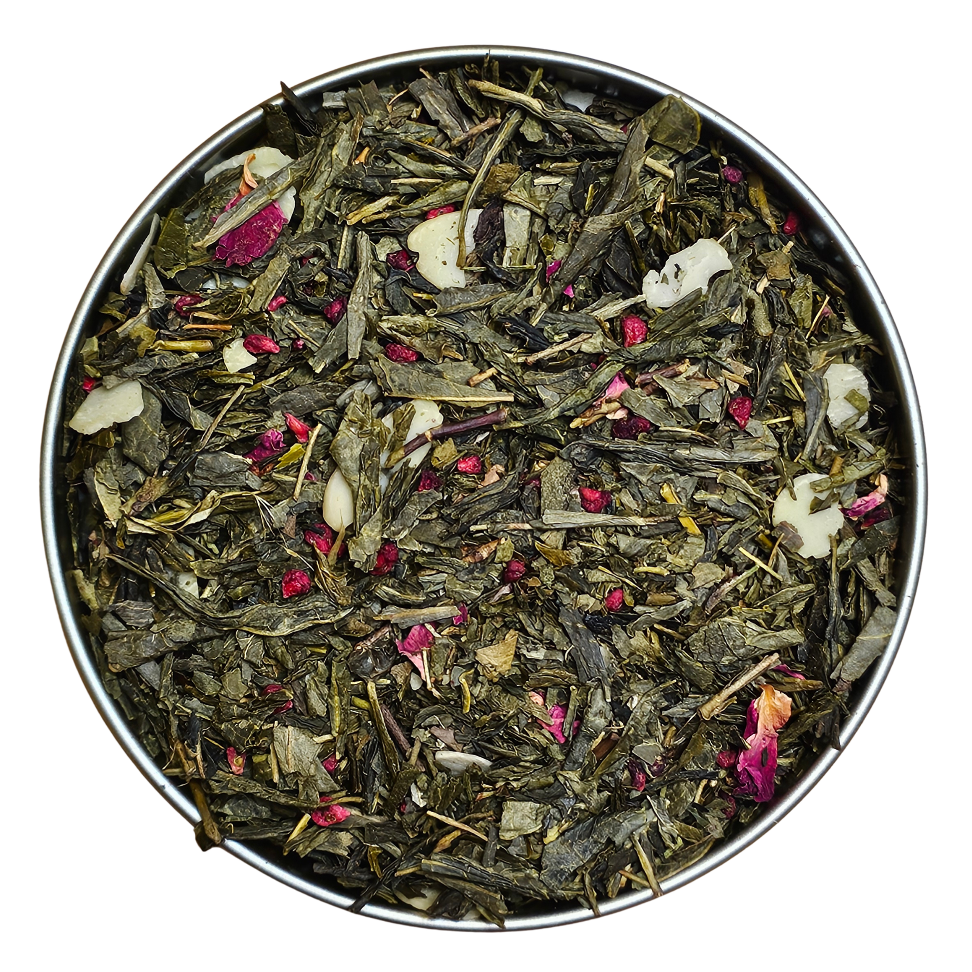 Thé vert aromatisé framboise et amande en vrac – macaron framboise